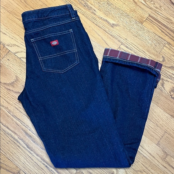 Dickie's Women's Lined Blue Jeans Regular Straight Cut Dark Wash Sz 8R W/31 L/32 - Picture 13 of 15